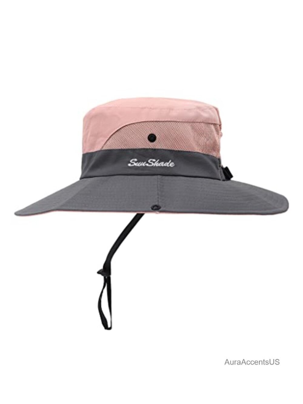 Womens Summer Sun Hat Wide Brim UV Protection Foldable Mesh Ponytail Bucket Hat